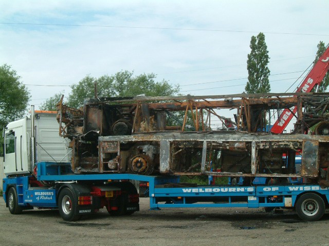 Damaged vehicle transported on a Welbourn's low loader